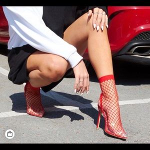 Red Fishnet Pumps